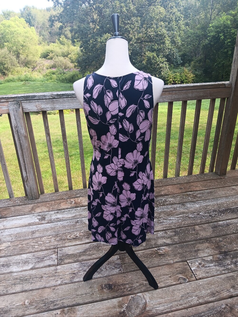 Beacon Pink Navy Blue Sleeveless  Mini Dress Medium Cottagecore Garden Party - Picture 8 of 10